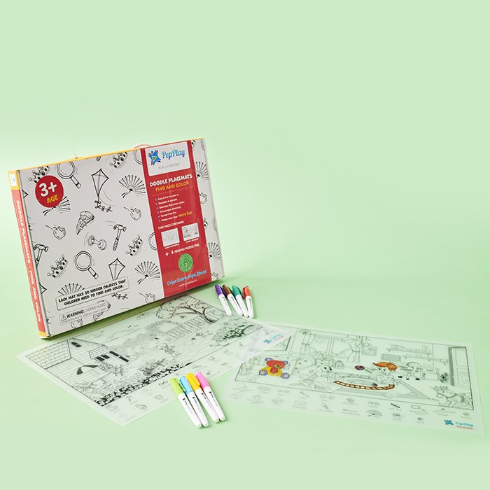 Doodle Placemats Set – FIND & COLOR Series