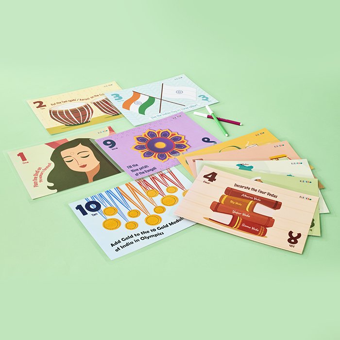 Indian Theme Numbers - Write and wipe cards