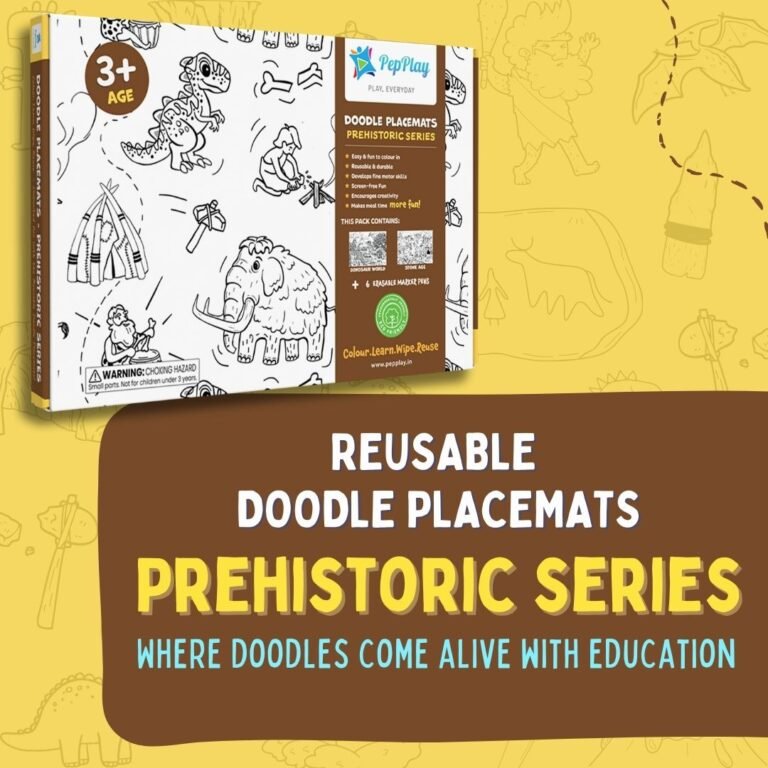 PepPlay Doodle Placemats Set – Prehistoric series