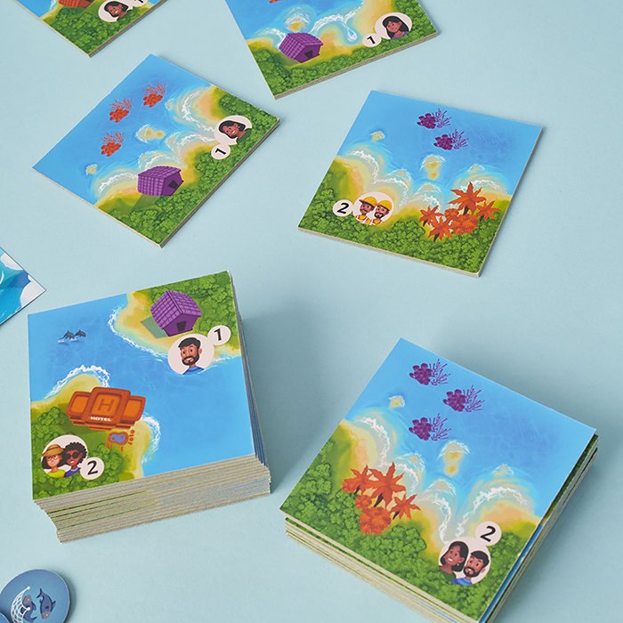 Children's educational cards with colorful illustrations on a blue background