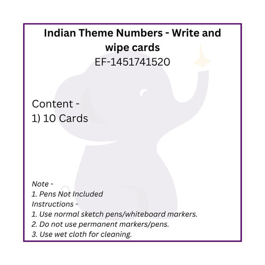 Indian Theme Numbers - Write and wipe cards